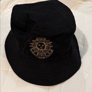 Versace Jeans Couture Black Bucket Hat with Gold Embroidery